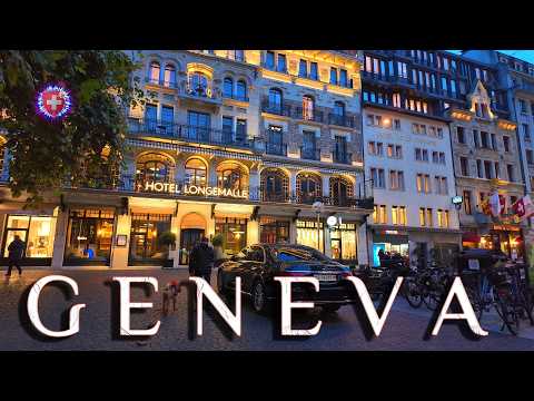 GENEVA SWITZERLAND ✨ Currently Evening walk in metropolitan City Center / Luxury Shopping Streets 4K