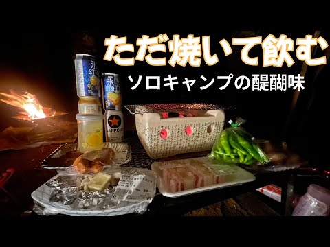 七輪と肉と女◯◯と最高のソロキャンプの夜…