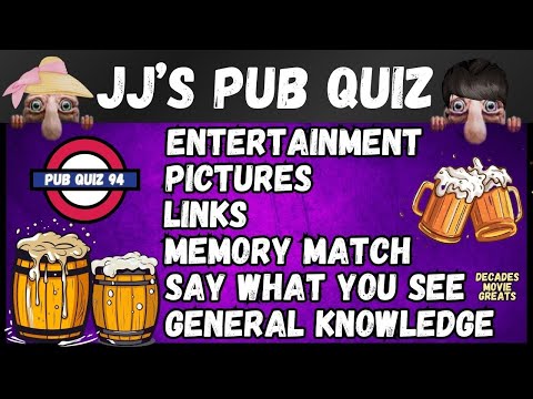 Pub Quiz No94 - 6 Different Rounds - 45 Questions & Answers - 89 Points to Win. trivia/Fun Quiz