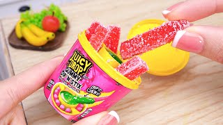 Trying Miniature Juicy Drop GUMMY Dip 'n Stix Watermelon Blast | ASMR Miniature Cooking Food