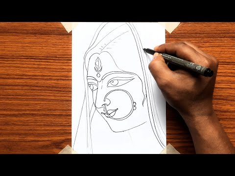 How to draw maa durga | Durga maa drawing tutorial