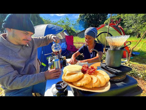 Breakfast after camping with my parents | v60 COFFEE & cornmeal for Lolo