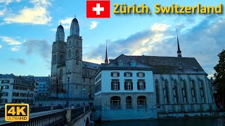 Stroll through Zurich's old town (Altstadt) from Paradeplatz to Münsterbrücke | February 2023【4K】