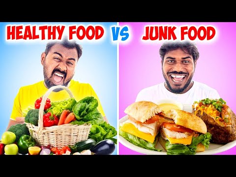 Healthy Food Vs Junk Food Eating Challenge | Hair Care Tips | SMBros Vlog And Cooking