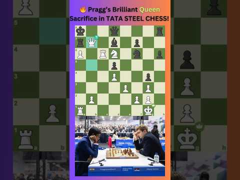 🔥 Pragg’s Brilliant Queen Sacrifice Leads to Victory! ♟️💥 #praggnanandhaa #gukesh #tatasteelchess