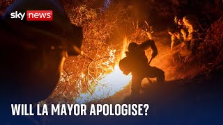 Los Angeles city mayor asked about fire budget cuts - does she owe an apology?