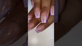 LILA PURPLE V CUT GLITTER OUTLINE NAILS| GloGlo_Nails