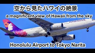 The magnificent view of landing at Honolulu Airport/ホノルル空港着陸の絶景/ Hawaiian Airlines