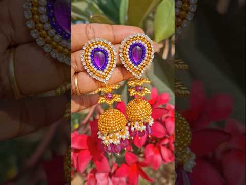 Diy jhumki 💜💜 #jhumka #diyjhumka #earrings #diyearrings #earring #trending #craft #yt #art #viralcg