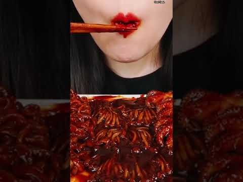 Asmr Eating Spicy Enoki Mushroom 🔥😋#shorts