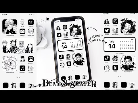 customize your iphone aesthetic 🌱 Demon Slayer ✨ iOS15 | how to have an aesthetic phone