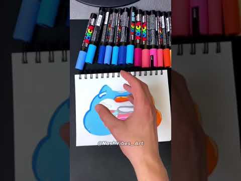 Drawing Gumball and Darwin with Posca Markers! Fusion Effect! (#Shorts)