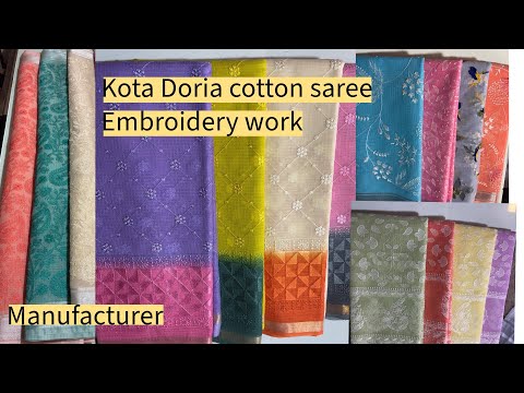 Kota doria cotton sarees / kota doria embroidery saree / exclusive kota saree #kotasaree