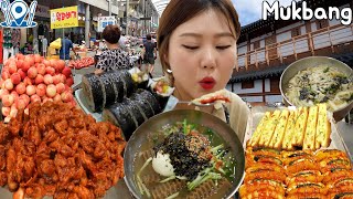 포항에서 경주로 ~ 죽도시장에서 유명한 음식들 먹방 [수제비, 닭강정, 빵] , 한옥 게스트하우스