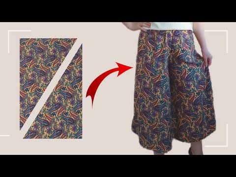 Very Easy Guide to Cutting and Stitching Pants | Palazzo Skirt Pants Tutorial with Cut-out Details