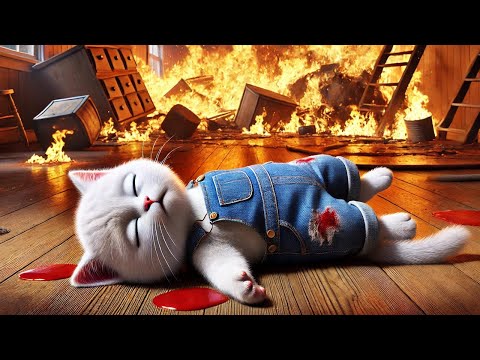 Little Cat and Fierce House Fires😿🔥 #cat #ai #catlover #catvideos #cutecat #aicat