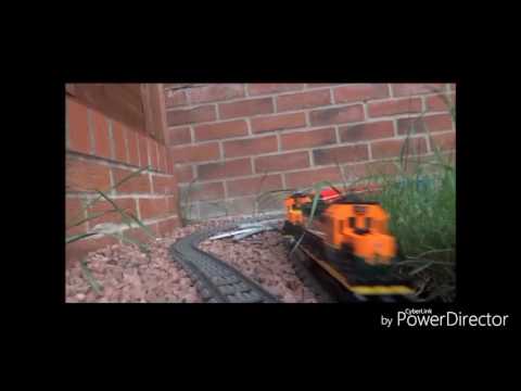 Lego trains in the garden. Large layout. Outtakes at the end