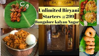 Unlimited Chicken Biryani 🍲 & Chicken Starters for 299/-|Zamindar Restaurant |Kalyan Nagar Bangalore