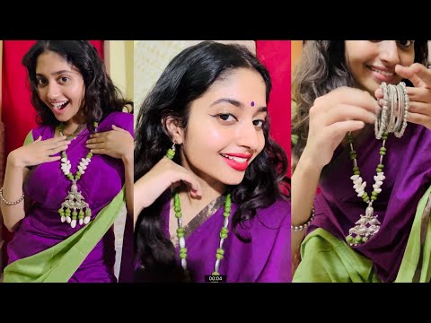 Styling my MA‘s  Saree 🥹❤️| Saree styling | Make up|  handmade jewellery