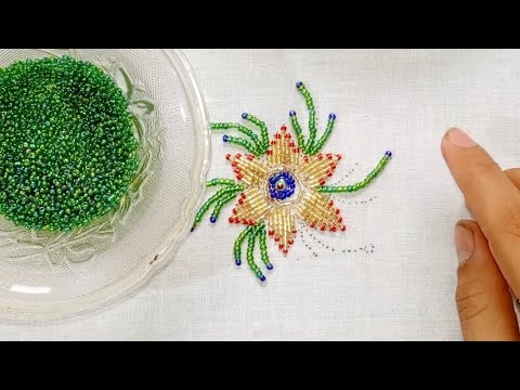 beads embroidery flower |hand embroidery fancy flower design