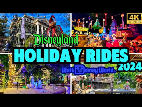 Disneyland and Disney World Christmas Rides 4k December 2024