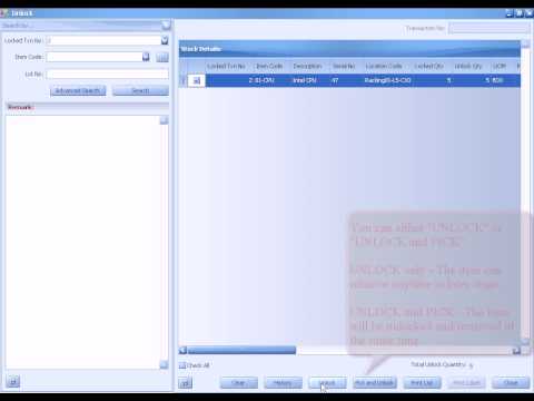 Chronos eStockCard Inventory Software - UNLOCK Operation