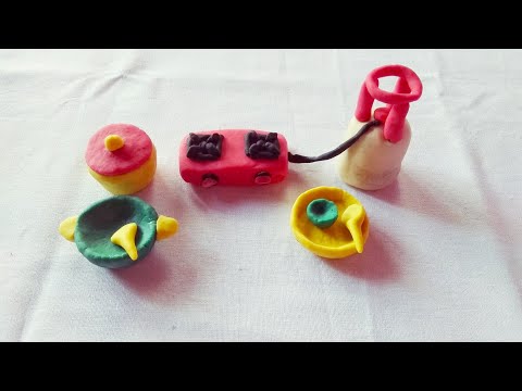 Amazing technique make kitchen set with polymer clay | miniature clay gas stove | hand craft kbs