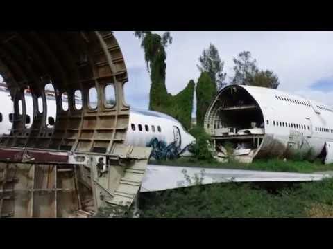 HOMELESS LIVE IN PLANE GRAVEYARD.  BANGKOK, THAILAND. ADVENTURE TOURISM.