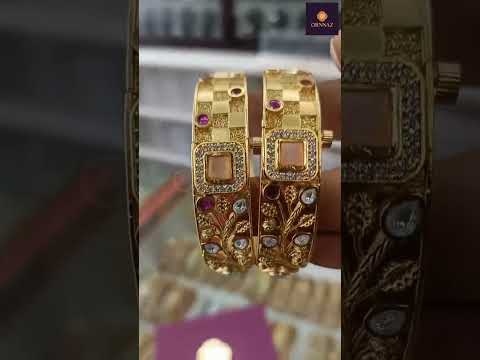 Brass High Gold Antique Bangles - Latest Bangles Collection - New Style Gold Bangles Designs Online