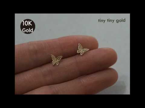 tinytinygold l 10K Solid Gold Nature Stud Earrings