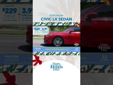 Unbelievable Black Friday Honda Deals - 2024 Civic LX at $229/Month!