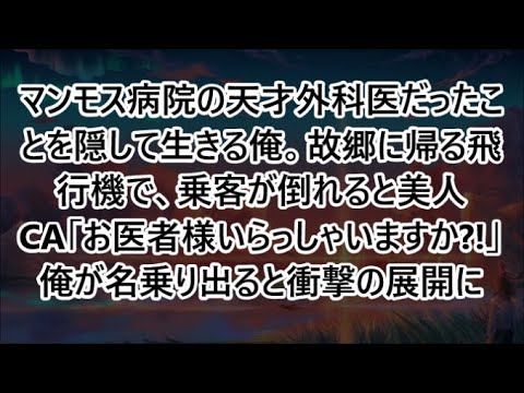 【感動する話】マンモス病院の天才外科医だったことを隠して生きる俺。故郷に帰る飛行機で、乗客が倒れると美人CA「お医者様いらっしゃいますか?!」俺が名乗り出ると衝撃の展開に【いい話・朗読・泣ける話】