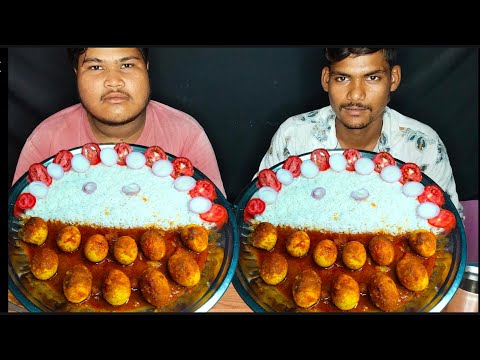 Eating Spicy Eggs Curry With Onion,Tomato & Rice |Eating Challenge,Food Competition |AHFOODCHALLANGE