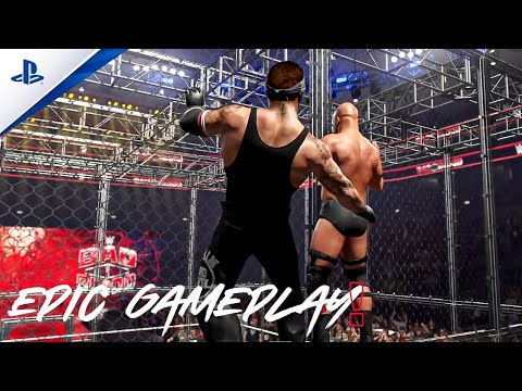 WWE 2K25 INSANE Hell In A  Cell gameplay (Undertaker, The Rock, Kurt Angle, Stone Cold & More)