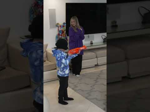 Family QUIET PLACE Nerf Challenge #theshluvfamily #shorts