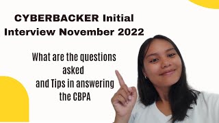 Cyberbacker Initial Interview Questions and CBPA Tips