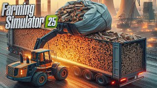 Cutting Wood into Firewood using Firewood processor on Farming Simulator 25