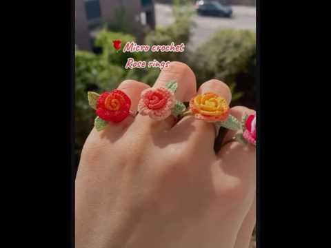 Crochet mini rose ring ideas #creativecrochet #easycrochet #handmade #topcrochet #ring#rose#mini