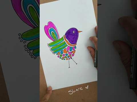 Colorful Bird painting #colour #art #art #howtodraw #penart #youtubeshorts #bird #colourbird