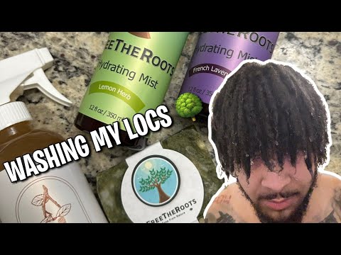 WASHING MY LOCS WITH ALL NATURAL PRODUCTS 🌳 | FREE THE ROOTS REVIEW 🔥