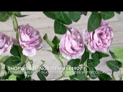 ShopWildThings Flower Garlands - Silk Peony - 6.6' - Lavender Purple Pink Artificial Peonies Vine