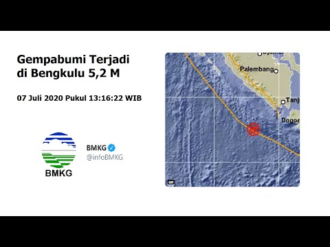 Lagi, Gempabumi Magnitudo 5,2 di 250 km Tenggara Enggano, Bengkulu