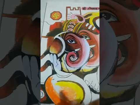 🙏Jaydev jaydev jai. 🍁Beautiful painting of shri ganesh💓 by oil pastel colour^_^...