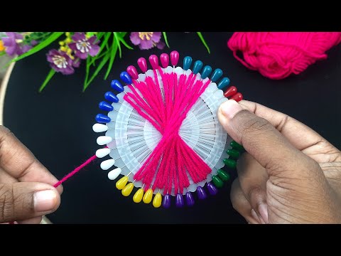 Hand Embroidery Amazing Trick | Easy Woolen Flower Making Idea With Hijab Pins