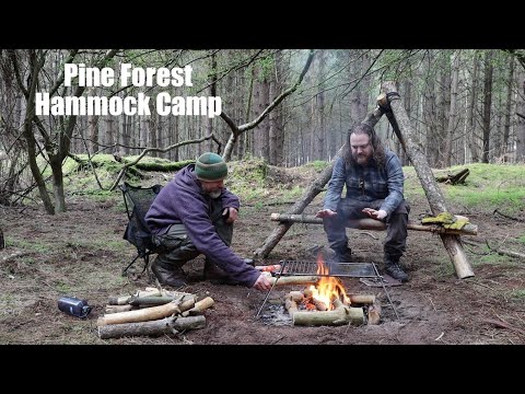 Hammock Camp in the Pine Forest with Josh.  Dutch Oven Pot Roast. Campfire Full English Breakfast.