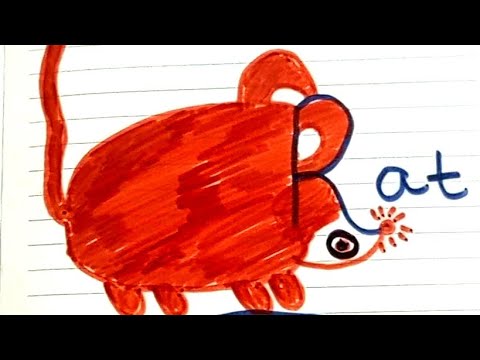 How To Draw Rat With R||Easy Drawing||#drawing #drawingforkids #coloring #colour #kidstv #viralvideo