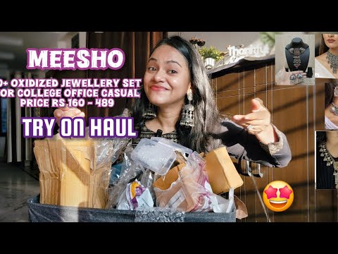 Meesho 20+ Oxidized necklace set haul || meesho bracelet bangles set Tryon haul #Meesho