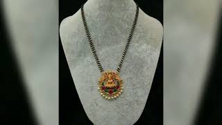 latest gold lakshmi pendant mangalsutra designs