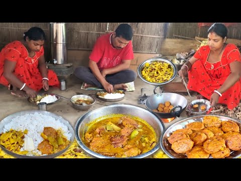 Daal bada curry recipe | village cooking and eating | cabbage and chana recipe