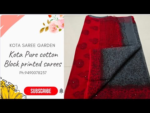 🆕 Pure cotton Kota mirror work block printed sarees.ph:9490078237 #wholesalekota #Kotasaree